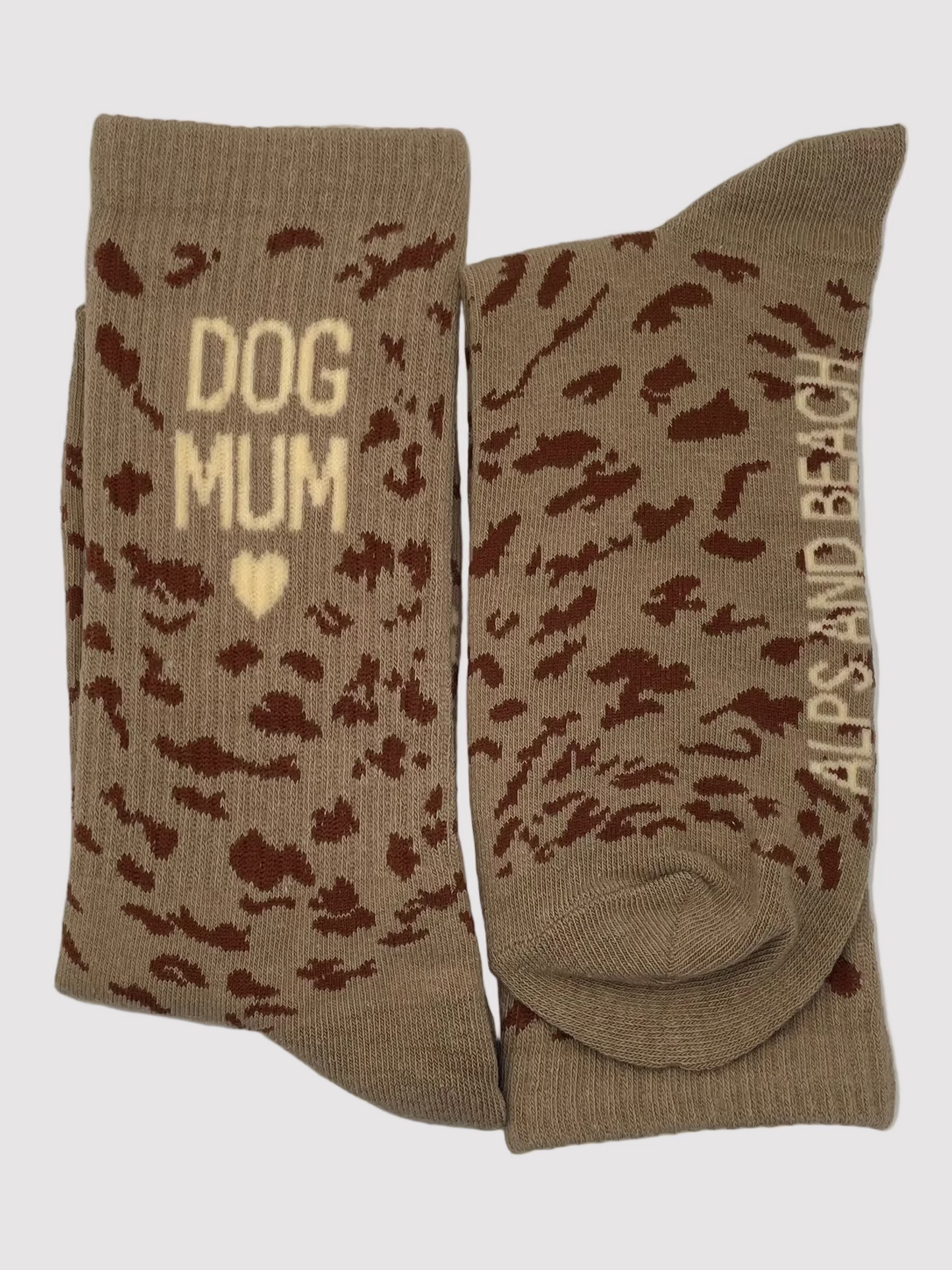 Socken "Dog Mum" – Beige